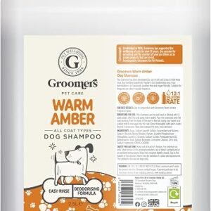 Groomers Professional Dog Shampoo Warm Amber 2.5L - pH Balanced and Paraben-Free - Quick Wash & Easy Rinse - Gentle Formula Suitable For Any Coat Type - Vegan-Friendly - Made in the UK