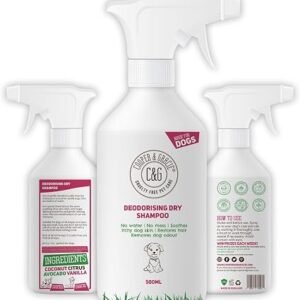 Dry Dog Shampoo Spray For Smelly Dogs 500ML - Wipe Clean Stain Remover - Cruelty Free Waterless Grooming Products Organic Odour Deodoriser Neutraliser - Best Fox Poo Cleaning Animal Wash