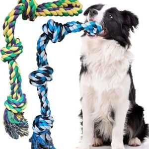 2 Pack Dog Rope Toy for Large Breed Aggressive Chewers, Nearly Indestructible Dog Toys for Tug of War, Interactive Toy for Boredom, 100% Cotton Chew Teeth Cleaning (55cm, 390g/each)