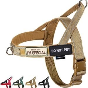 Annchwool No Pull Dog Harness with Soft Padded Handle,Reflective Strip Escape Proof and Easy to Adjust Dog Harness,Easy Walk Dog Harness for Small & Medium and Large Dog Training & Walking(Brown,S)