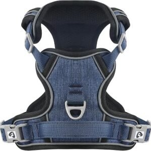Dog Harness Small Dog, Anti Pull Dog Harness with Soft Padded Handle for Walking Training, Adjustable Reflective for Small Medium Large Dogs, Dark Blue S