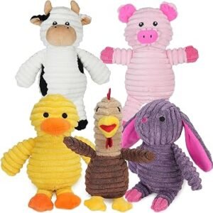 PrimePets Plush Dog Toys, 5 Pack, Squeaky Dog Toy for Small and Medium Dogs