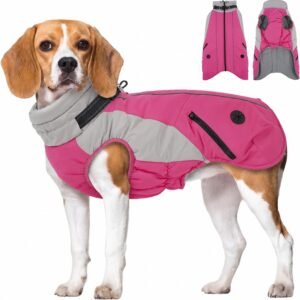 IECOii Dog Coats,Thermal Dog Winter Jacket With Harness,Pink M | Thick Dog Jacket Helps Keep Dogs Warm During Chilly Autumn & Winter Days,Easy On &...