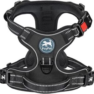 PoyPet Dog Harness Medium, No Pull with Front Clip & Neck Release Buckle