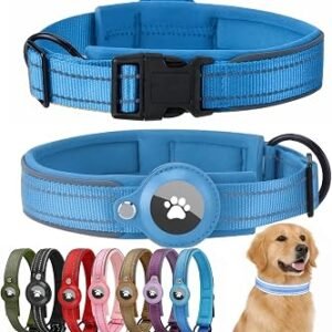 Reflective Large Dog Collar Compatible with Air tag Padded