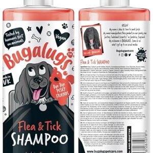 Flea and Tick Dog Shampoo by Bugalugs, Works on Smelly Puppies & Dogs, Contains Neem Oil PH Balanced Vegan Used by Professional Groom