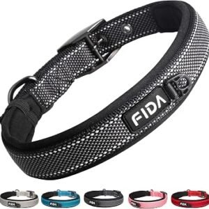 Fida Padded Dog Collar, Metal Belt Buckle Dog Collar for Medium Dogs, Black