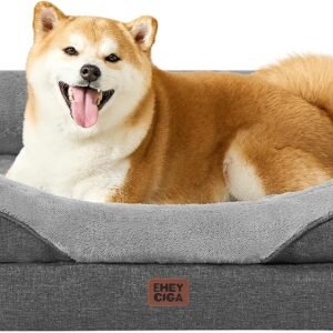 EHEYCIGA Memory Foam Orthopedic Dog Beds Large, 91x68x17cm, Dark Grey