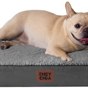 EHEYCIGA Orthopedic Medium Dog Bed With Washable Cover, 76x51x9cm, Grey