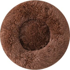 Cat Beds for Indoor Cats, Round Fluffy Calming Small Dog Bed, Coffee Color