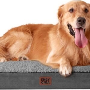 EHEYCIGA Orthopedic Large Dog Bed With Washable Cover, 91x69x9cm, Grey