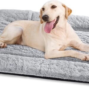 Washable Dog Bed, Plush Pet Mat Cushion 90x60cm Grey