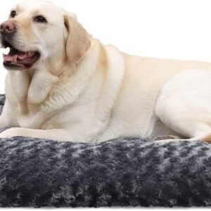 KSIIA Large Dog Bed Washable, Calming Pet Crate Mattress, 90x60x8 Dark Grey