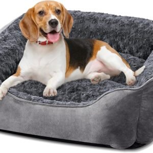 JOEJOY Dog Bed Medium - Washable Rectangle Dog Beds, Anti-Anxiety, Soft Plush Non-Slip Bottom Pet Bed - Small | Medium | Large Size Mattress Mat, Grey