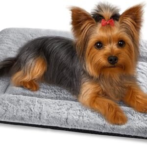 Washable Dog Bed, Plush Pet Mat Cushion 60x45cm Grey