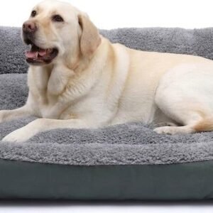 SuperGift.com Soft & Fluffy Pet Bed - Anti-Anxiety Washable Bed for Dogs and Cats - Non-Slip Base - Dog & Cat Bed - Warm and Cosy - Grey (XL)