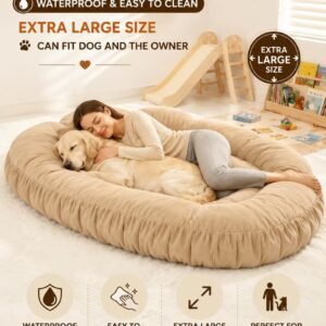Human Dog Bed Orthopedic Dog Bed for Large Dogs with Soft Polyester Memory Foam and Modern Fashion Waterproof Washable Cover 180 * 25 * 115cm