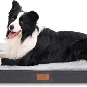 Large Orthopedic Dog Bed with Washable Cover, Grey, 90x60x9cm
