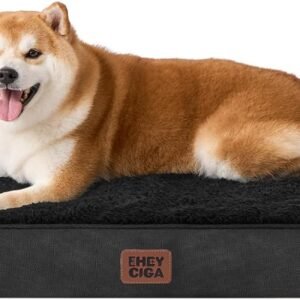 EHEYCIGA Orthopedic Large Dog Bed With Washable Cover, 89x58x9cm, Black