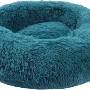 BVAGSS Anxiety Dog Bed, Round Plush Donut Dog Bed Cat Bed Marshmallow Fluffy Cuddler Washable Calming Puppy Bed for Small Dogs XH034 (Diameter:40 cm, Cyan)
