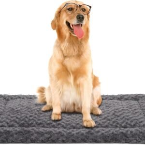 Exsnugy Washable Large Dog Bed Mat for Crate, Dark Grey XL 106x71cm