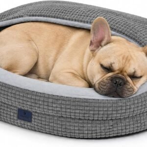 Veehoo Dog Cave Bed - Fluffy Washable Cover, 2 in 1 Small Dog Bed with Hood