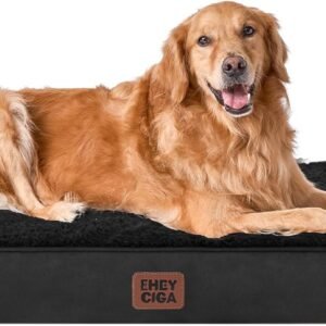 EHEYCIGA Orthopedic Large Dog Bed With Washable Cover, 91x69x9cm, Black