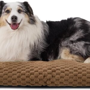 Bedsure Washable Large Dog Bed with Gentle Support, 104x69x9cm, Caramel