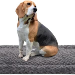 Exsnugy Washable Large Dog Bed Mat for Crate, Dark Grey L 91?58cm