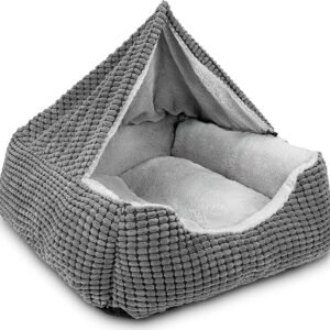 JOEJOY Rectangle Dog Bed Warm Hooded Puppy Bed for Large Medium Small Dogs, Luxury Super Soft Pet Cave Bed Medium Washable, Fits Up To 20/30/40/60lbs Pets