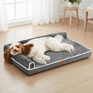 Orthopedic Large Dog Bed Washable Pet Couch Bed 91X61cm Grey