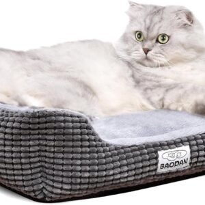 Small Dog Bed, Washable Pet Bed, Soft Anti-Anxiety 50x40cm Grey