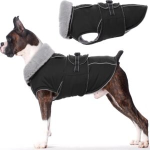 Lelepet Warm Dog Coat, Waterproof Dog Jacket Winter Coats, Black S | Fleece Lined Snow Jacket for Cold Weather,Windproof Winter Vest with Reflective Strips...