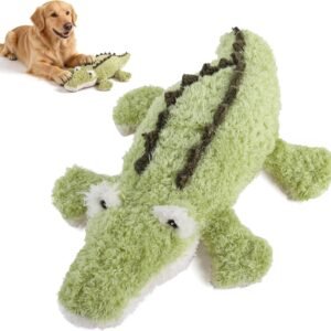 ALL FOR PAWS Crocodile Squeaky Dog Toy, Plush Fetch & Chew Toy for Small Medium Large Dogs, Interactive Puppy Toy with Squeaker and Crinkle, Stuffed Pet...