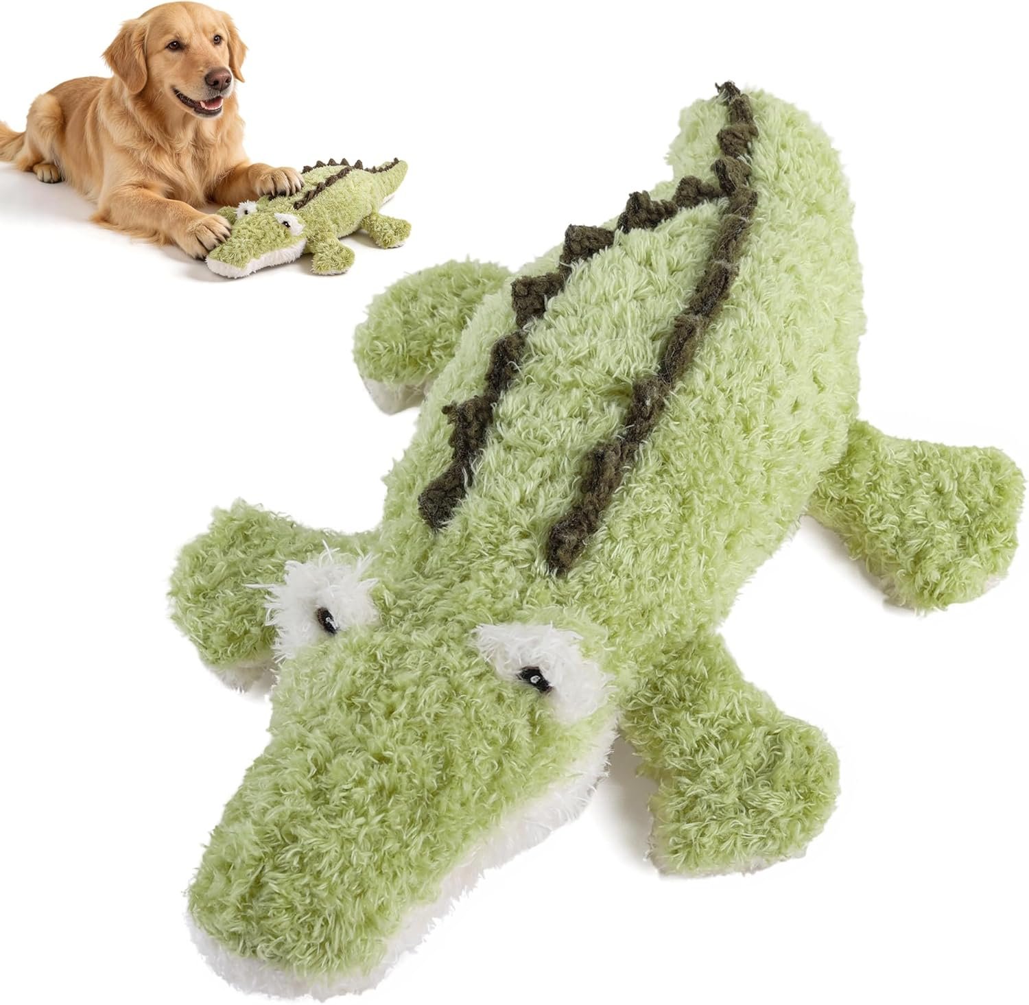 ALL FOR PAWS Crocodile Squeaky Dog Toy, Plush Fetch & Chew Toy for Small Medium Large Dogs, Interactive Puppy Toy with Squeaker and Crinkle, Stuffed Pet...