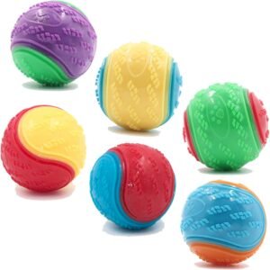 Sricam 6Pcs Squeaky Dog Ball, Dog Toys Teeth Cleaning Puppy Chew Toys Pet Training Ball Dogs Interactive Dogs Balls