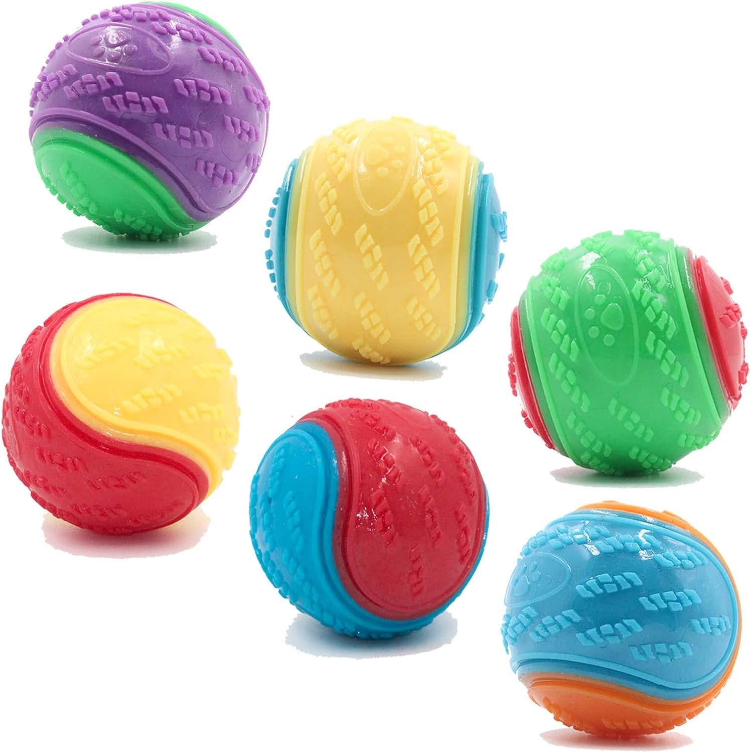 Sricam 6Pcs Squeaky Dog Ball, Dog Toys Teeth Cleaning Puppy Chew Toys Pet Training Ball Dogs Interactive Dogs Balls