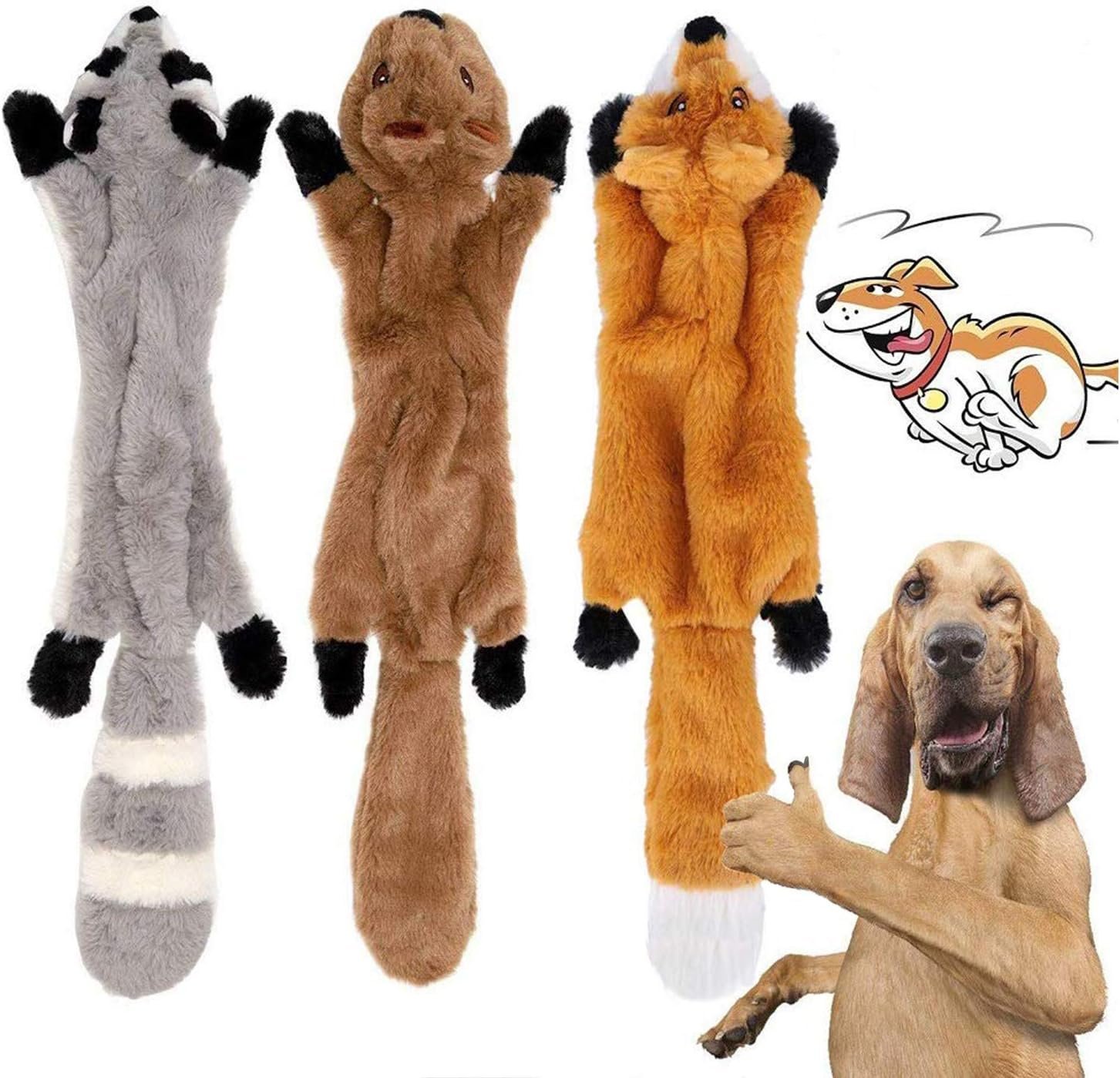 YAMI 3 Pack Dog Squeaky Chew Toys No Stuffing Dog Toys Plush Dog Toys for Small Medium Dog