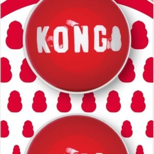 KONG Signature Balls Fetch Toy, Medium, 2-Pack | Ultra-Durable Fetch Balls with a Higher Bounce than Tennis Balls, for Energetic Chasing and Retrieving