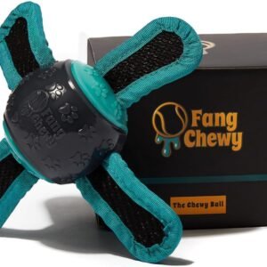 Fang Chewy The Chewy Ball – Durable Rubber Dog Toy for Fetch, Tug & Chewing | Rubber dog ball with integrated straps and grab tabs for fetch, tug and...