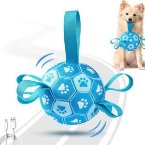 Qraxond Interactive Dog Toys Dog Soccer Ball to Keep Them Busy,Durable Automatic Moving Jumping Dog Balls with Straps for Small/Medium/Large Dogs, USB...