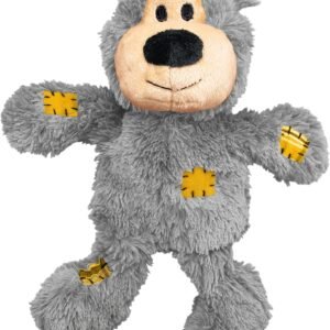 KONG WildKnots Bears Small/Medium Dog Toy | Knotted inner rope satisfies natural instincts, squeakers and textures, minimal filling, little mess