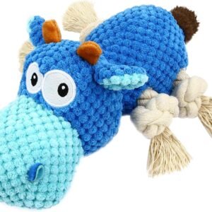VORZOKISPL Squeaky Dog Toy for Large Dogs, Dog Toy Small Dogs with Crinkle Paper, Interactive Plush Toy for Dogs, Chewing Dog Plush Toy, Blue