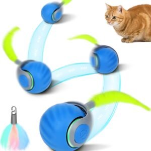 OWill Cat Toys for Indoor Cats Adult, Speedy Tail Smart Ball with USB Rechargeable 2 Modes and Speed, Automatic Interactive Cat Toy, Active Rolling Ball...
