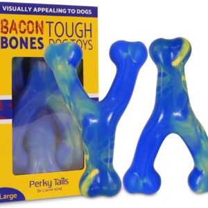 Almost Indestructible Dog Toys for Aggressive Chewers – Pack of Two | Tough Dog Toys for Large Breeds, Flavoured Nylon Bone in Slim Y Shape, 19cm for...