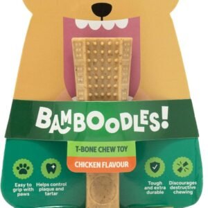 Bamboodles T-Bone Dog Chew Toy – Small | Chicken Flavour | Long Lasting Chew toy for Small Dogs | Durable Chew Toy to Satisfy Chewing Instincts