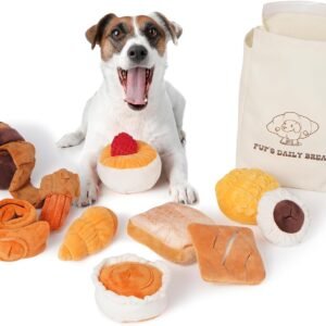 Nocciola 10Pack Interactive Squeaky Dog Toys with a Storage Bag | Soft Plush Bread Dog Toys to Keep Them Busy, Durable Stuffed Dog Toys for Small Medium...