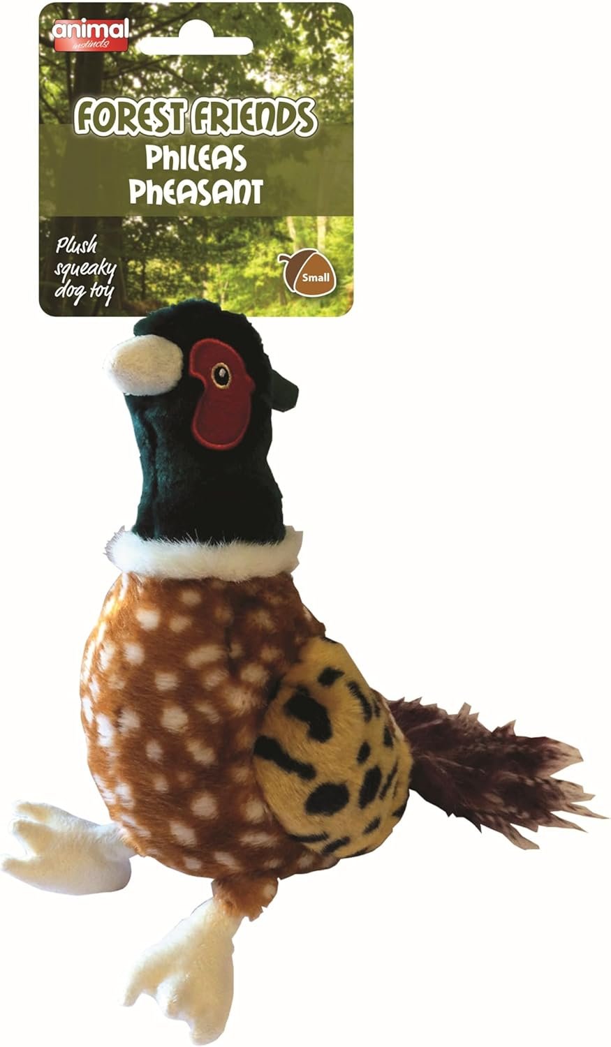 Animal Instincts Forest Friends Phileas Pheasant Plush Dog Toy, Small | Super Soft, Squeaky, Fetch & Retrieve Toy, Premium Quality Fabric