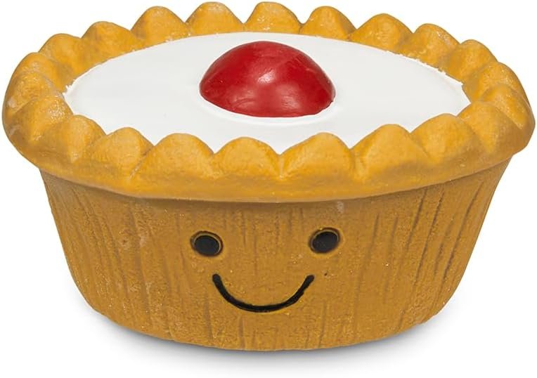 Petface Cherry Bakewell Latex Dog Toy with Squeaker (Pack of 1) | Soft & Durable Latex, Built-In Squeaker, for Fetch & Training, Safe for Teeth