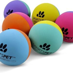SPORTSPET High Bounce Natural Rubber Dog Balls, PACK OF 6 (60mm) | Bouncy fetch toy for dogs & puppies, dog rubber balls, balls for dogs, floating dog...